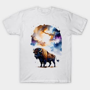 Bison in Cosmic Plains T-Shirt